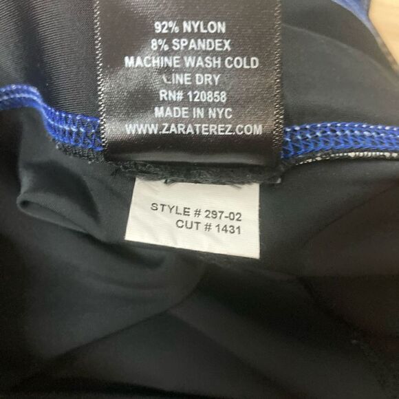 Zara Terez Performance Apparel Black Tight Blue Stitching Mesh Cut Out Panels XS - Picture 4 of 5